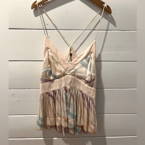 Free People Pastel Pleated Babydoll Cami – Size 2 - Picture 1 of 7